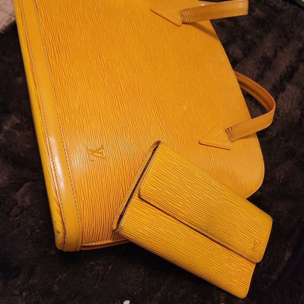 LOUIS VUITTON YELLOW EPI PURSE AND WALLET